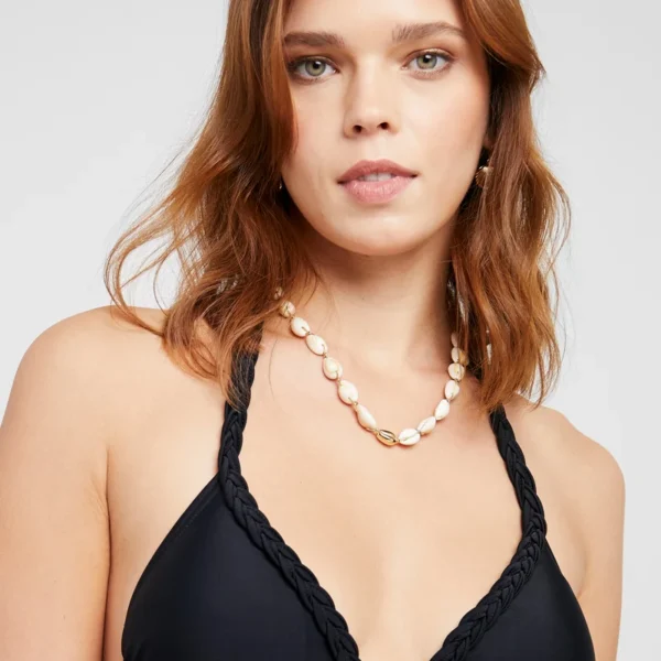 Scalloped Triangle Bikini Top Black