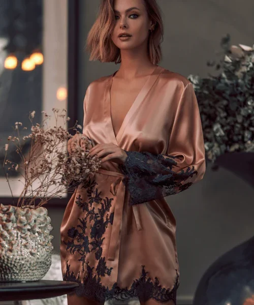 Phenix Short Silk Robe, Size UK 10