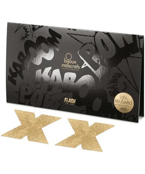 Flash Glitter Cross Pasties Gold