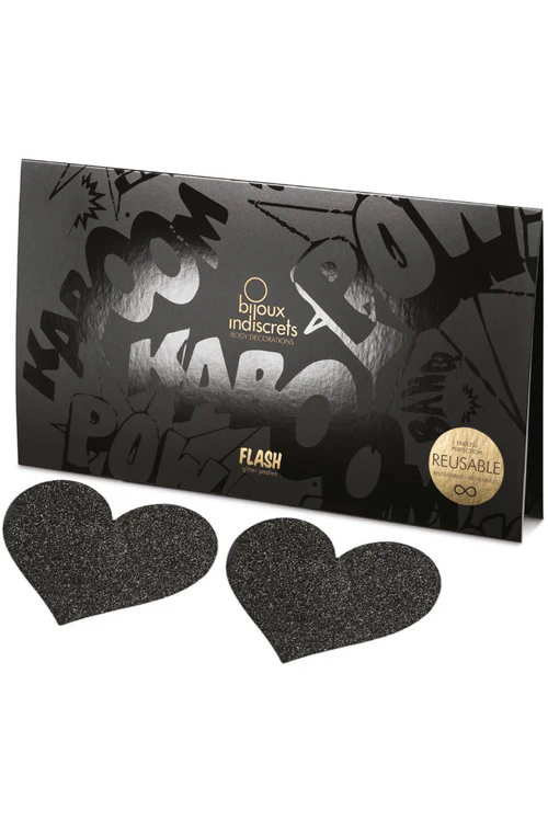 Flash Glitter Heart Pasties Black Flash Glitter Heart Pasties Black
