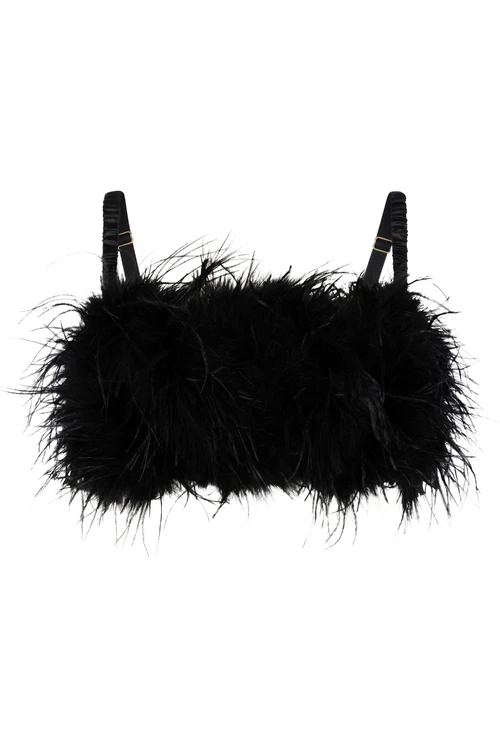 Fanny Cropped Feather & Satin Top Fanny Cropped Feather & Satin Top