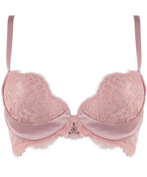 Marlene Push Up Bra with Swarovski Crystals in Pink, Size UK 36DD