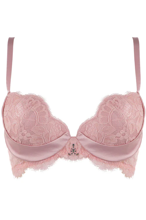 Marlene Push Up Bra with Swarovski Crystals in Pink, Size UK 36DD Marlene Push Up Bra with Swarovski Crystals in Pink, Size UK 36DD
